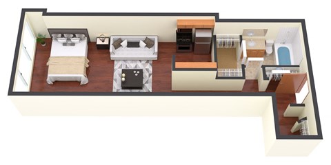 Floor plan for studio, 1 bath, 470 sqft